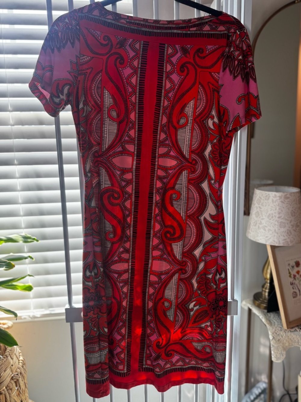 ECI Red & Pink Geometric Print Dress